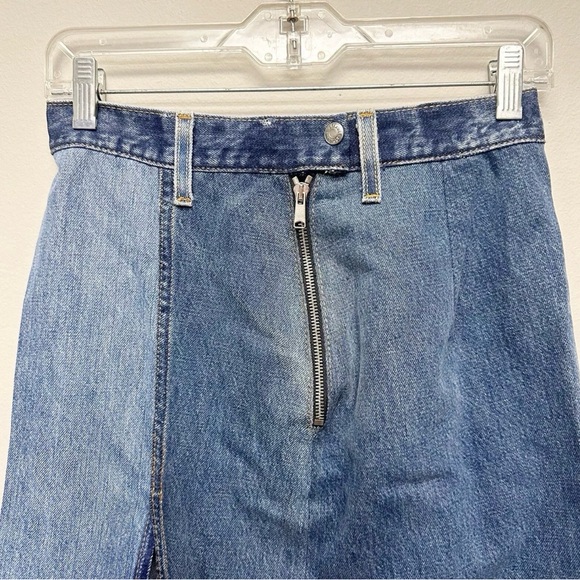 NWOT Levi’s Re/Done Reconstructed Blue Denim Pencil Fray Skirt Sz 26 - Picture 3 of 5